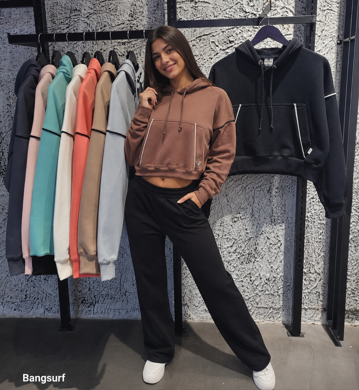 BUZO CROP CON VENA FRISADO